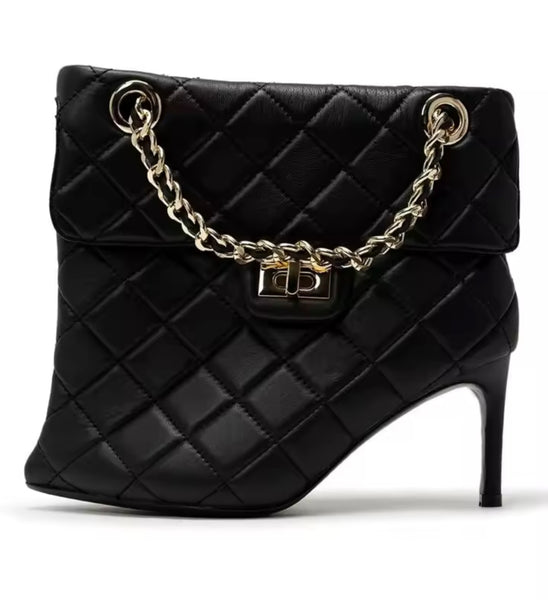 Women Fashion Chain Lock High Heel Ankle Boots
