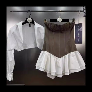 Women Sexy Fashion Ruffled Two Piece Dress