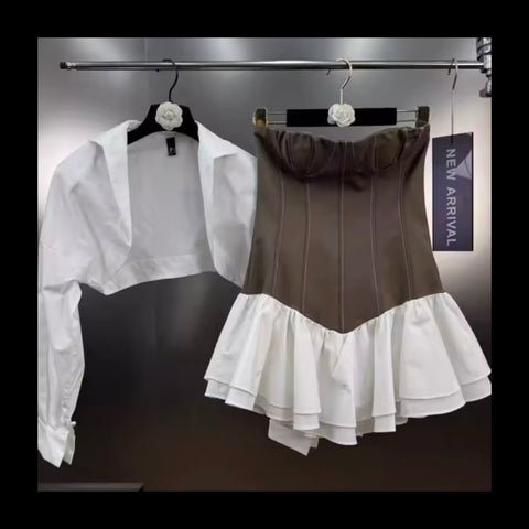 Women Sexy Fashion Ruffled Two Piece Dress