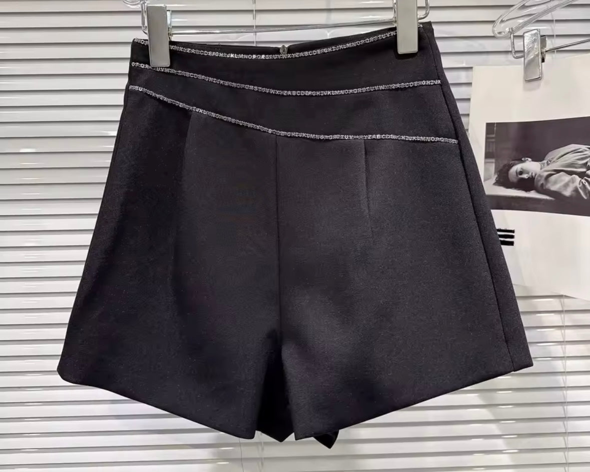 Women Color Fashion Rhinestone Chain Shorts