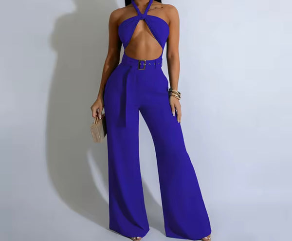 Women Sexy Fashion Halter Sleeveless Cut Out Jumpsuit