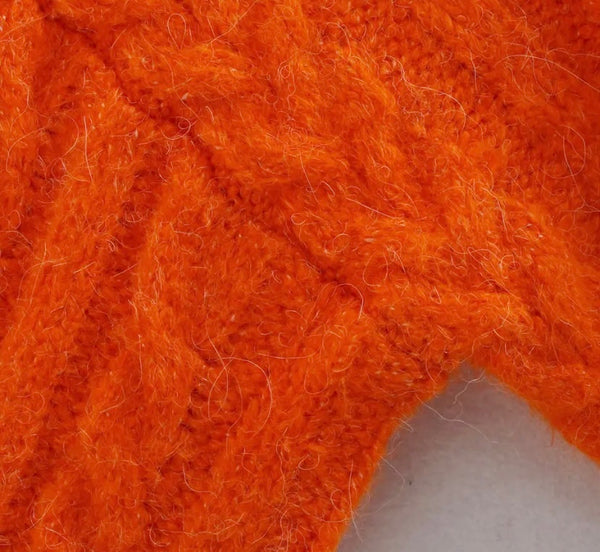 Women Orange Turtleneck Full Sleeve Fashion Crop Sweater Top