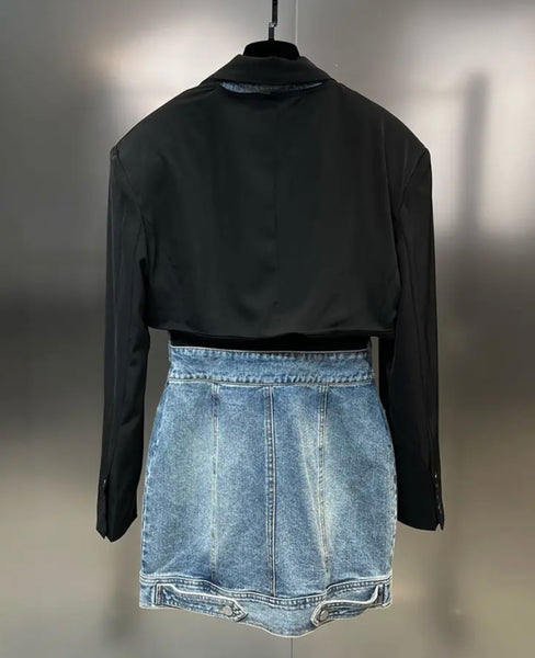 Women Collar Fashion Button Up Denim Dress