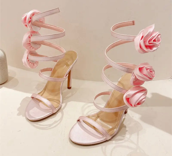 Women Fashion Floral High Heel Sandals