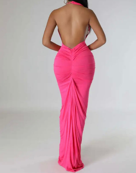 Women Sexy Sleeveless Open Back Maxi Dress
