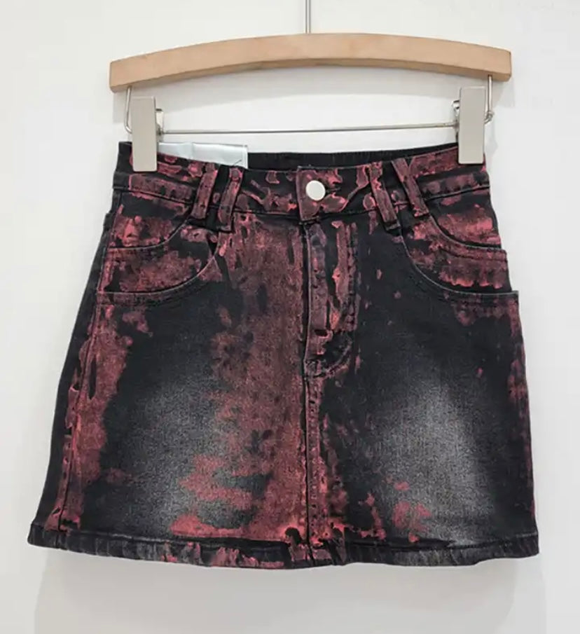 Women Fashion Color Gradient Denim Skirt