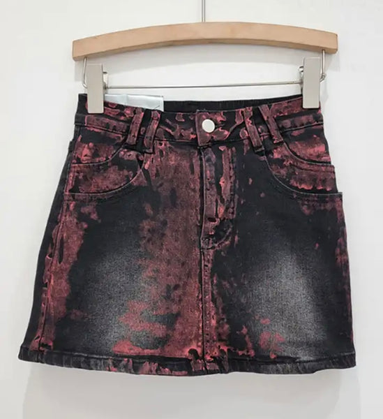 Women Fashion Color Gradient Denim Skirt
