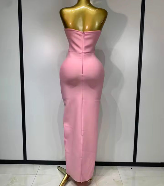 Women Sexy Strapless Bandage Maxi Dress