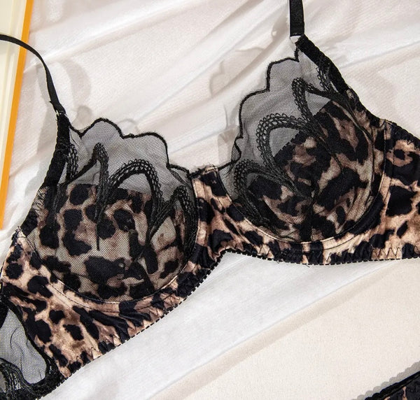 Women Leopard Print Sexy Lingerie Set