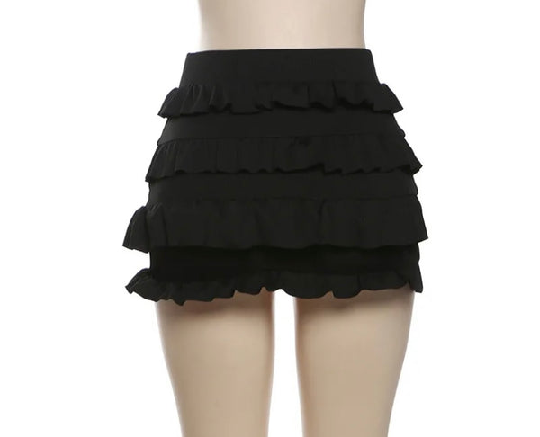 Women Sexy Fashion Solid Color Ruffled Skirt