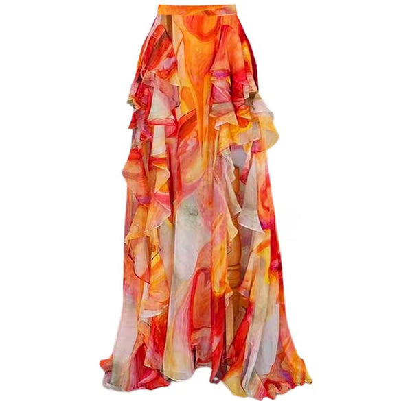 Women Sexy Colorful Ruffled Sweatsuit Cover Up Set