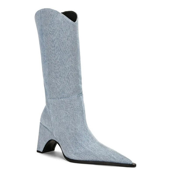 Women Fashion Pointed Toe Mid-Calf Boots