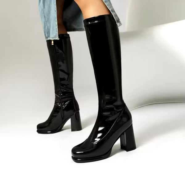 Women Fashion Color Metallic Knee High Boots