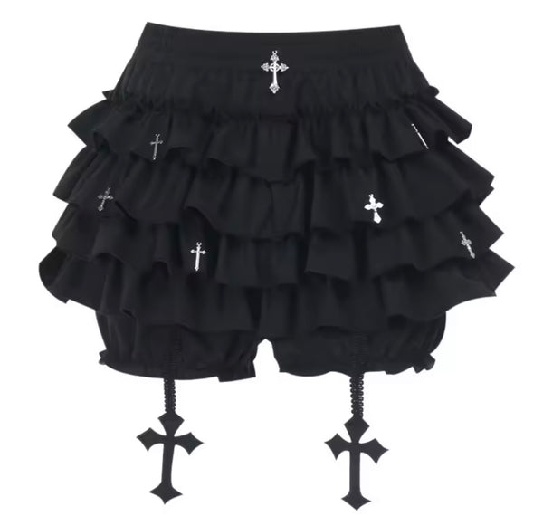 Women Black Feather Buckled Strapless Two Piece Ruffled Skirt Set