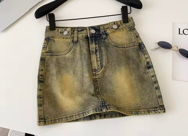 Women Sexy Fashion Pocket Retro Denim Skirt