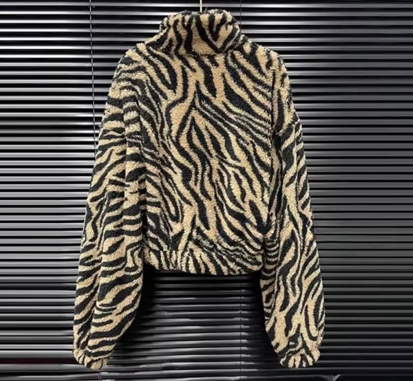 Women Fashion Animal Print Sweater Two Piece Pant Set