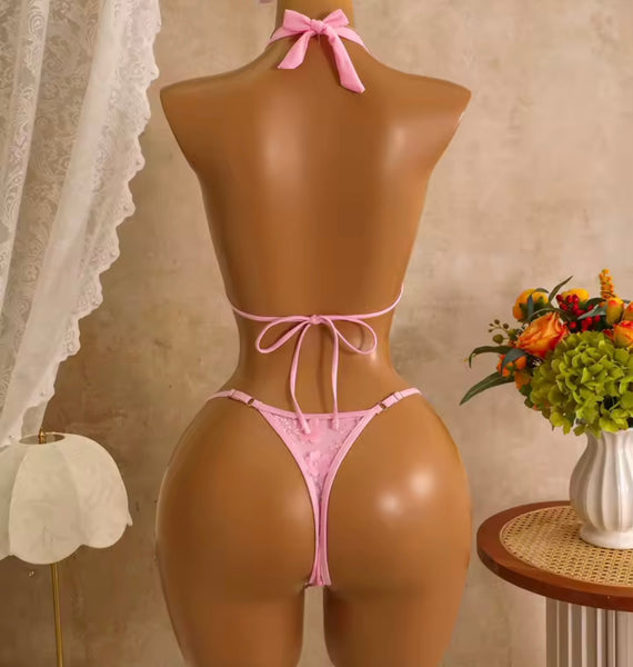 Women Sexy Floral Halter Bikini Cover Up Set