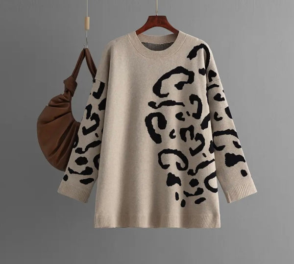 Women Fashion Color Printed Full Sleeve Sweater Top