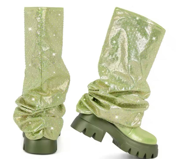 Women Color Fashion Faux Leather Knee High Boots