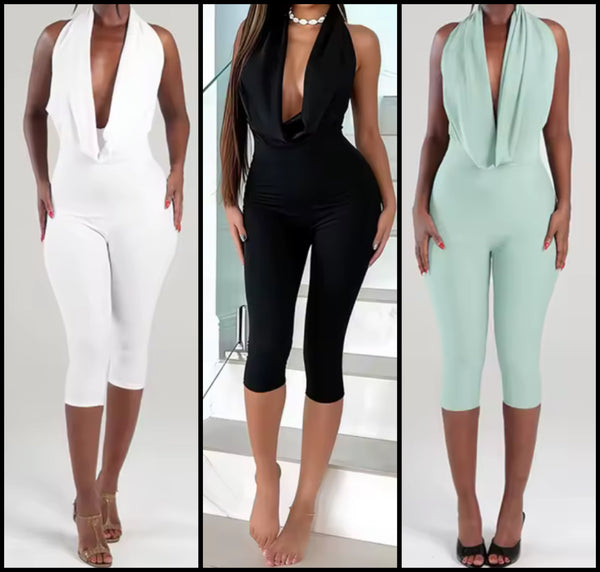 Women Sexy Fashion Halter Sleeveless Open Back Romper