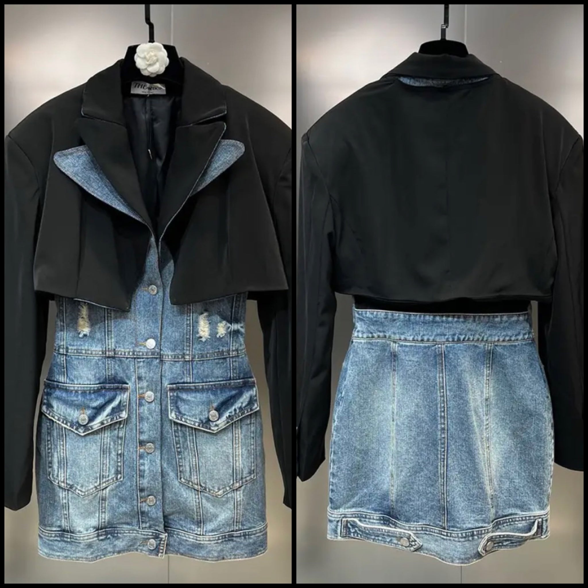 Women Collar Fashion Button Up Denim Dress
