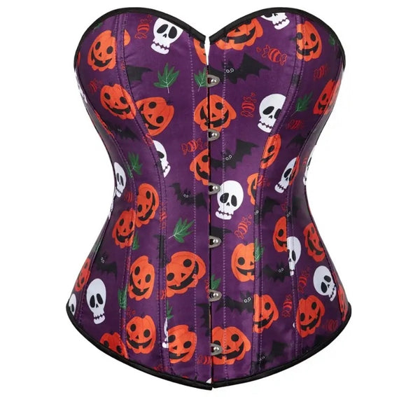 Women Strapless Halloween Print Fashion Corset Top