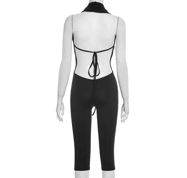 Women Sexy Fashion Halter Sleeveless Open Back Romper