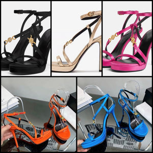 Women Fashion Metal Buckled Ankle Strap High Heel Sandals