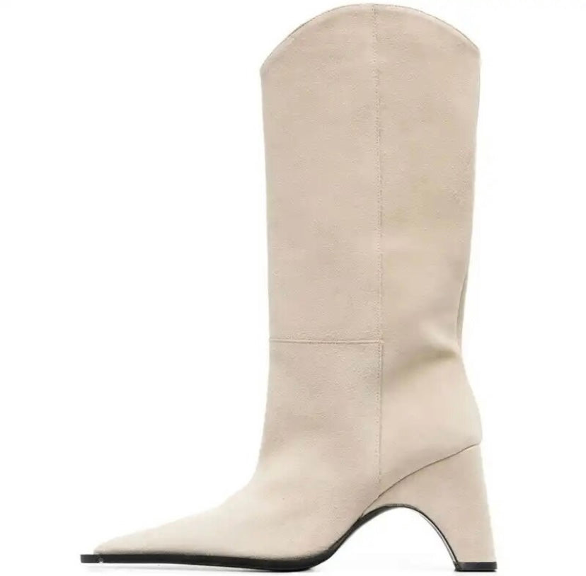 Women Fashion Pointed Toe Mid-Calf Boots