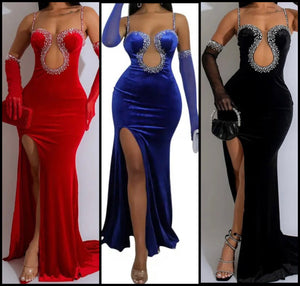 Women Sexy Sleeveless Velour Bling Mesh Patchwork Glove Maxi Dress