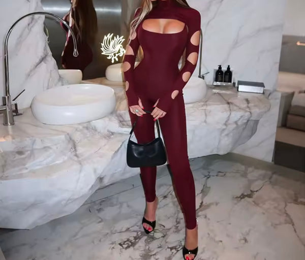 Women Fashion Cut Out Two Piece Jumpsuit Set