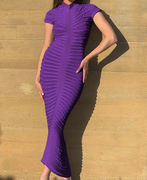 Women Short Sleeve Ruched Sexy Maxi Dress