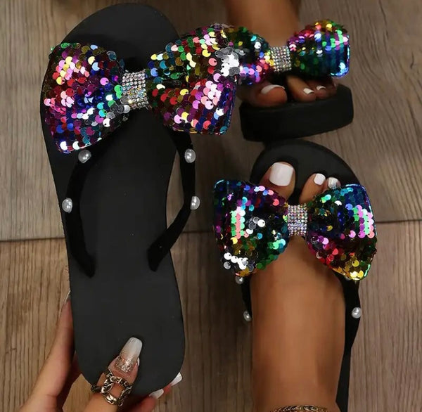 Women Fashion Pearl Bow Platform Sandals