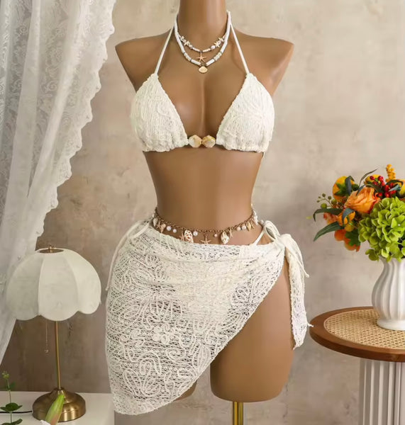 Women Sexy Halter Printed Bikini Cover Up Set