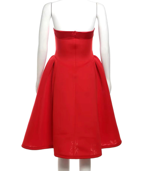 Women Strapless Sexy Knee Length Dress