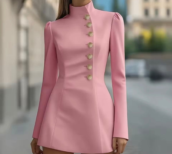 Women Sexy Fashion Button Full Sleeve Dress