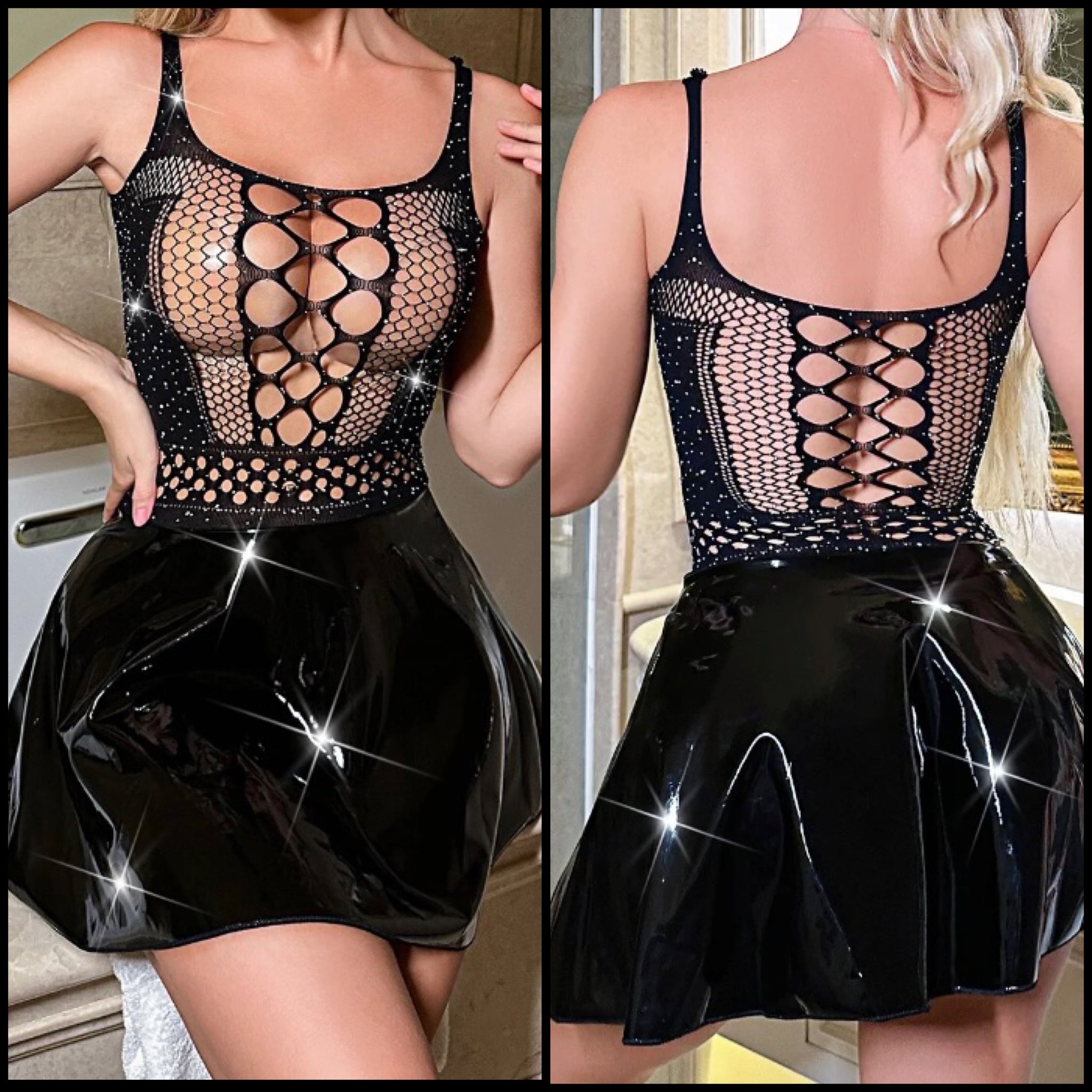 Women Sexy Sleeveless PU Lingerie