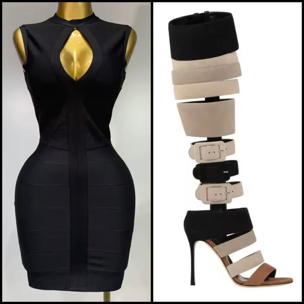 Women Fashion Suede Open Toe Buckled Knee High Sandals