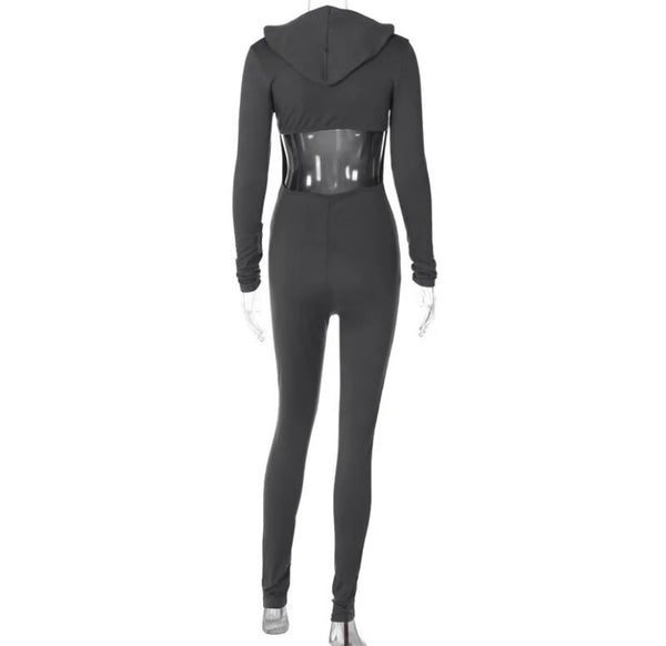 Women Hooded Open Back Full Sleeve Fashion Jumpsuit