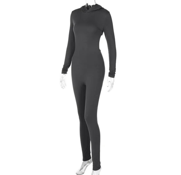 Women Hooded Open Back Full Sleeve Fashion Jumpsuit
