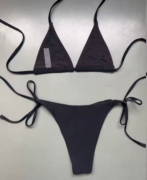 Women Sexy Tie Up Sequins Bikini Swimsuit