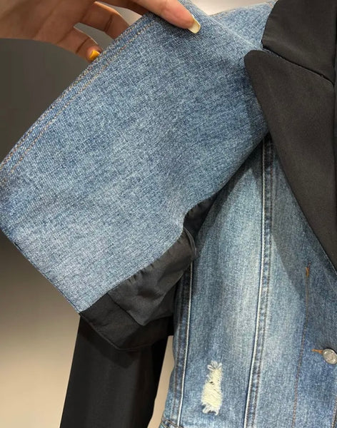 Women Collar Fashion Button Up Denim Dress