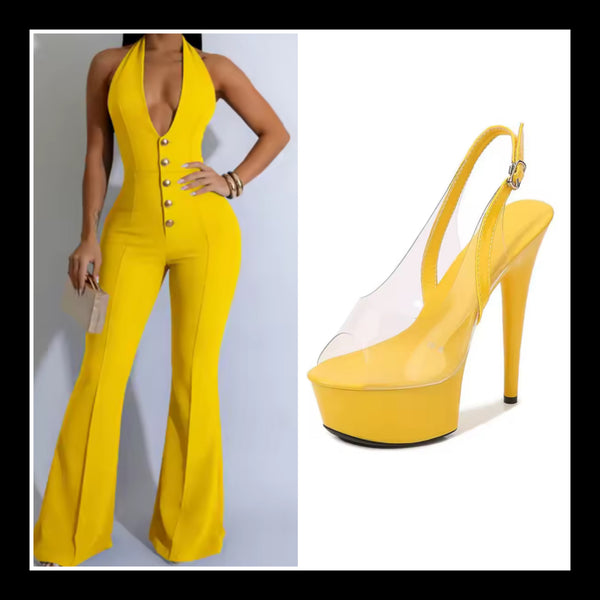 Women Open Toe Transparent Color Platform High Heels