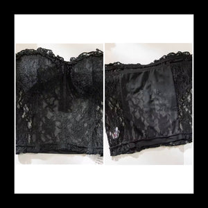 Women Sexy Strapless Black Lace Crop Top