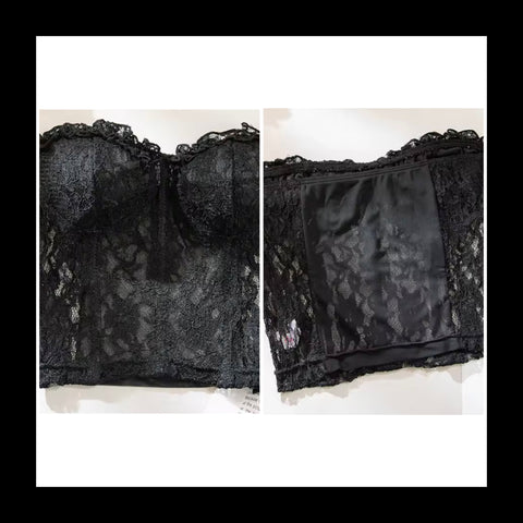 Women Sexy Strapless Black Lace Crop Top