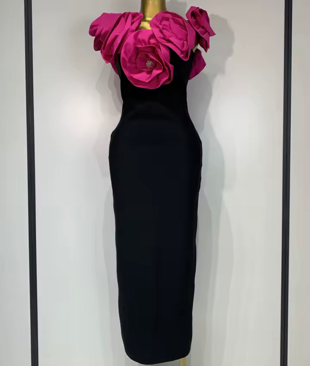 Women Sexy Off The Shoulder Bling 3D Floral Bandage Maxi Dress