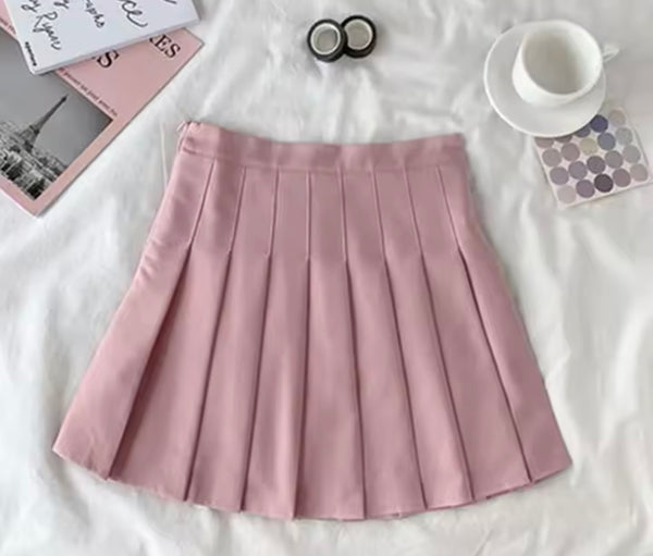 Women Sexy Fashion Color Pleated Skirt