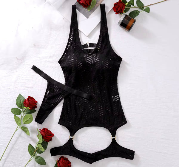 Women Sexy Black See Through Lingerie Set