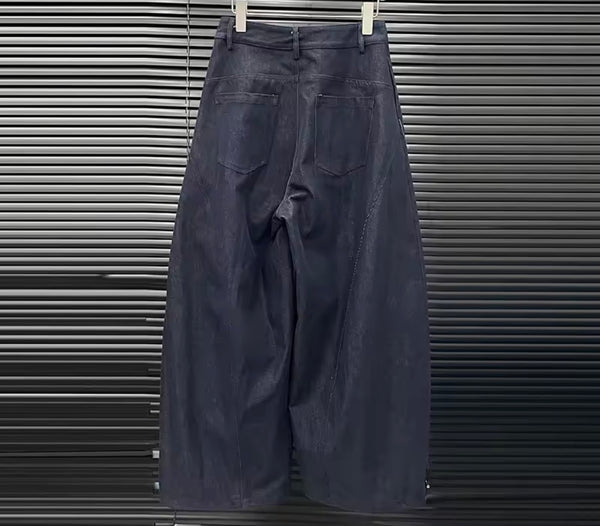Women Strapless Plaid Denim Two Piece Wide Leg Pant Set