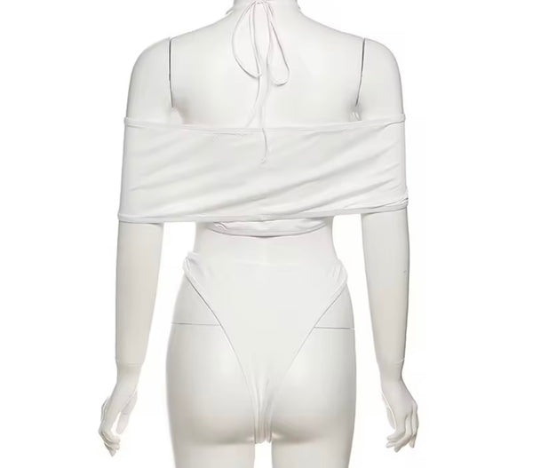 Women Solid Color Rivet Cut Out Sleeveless Bodysuit Top